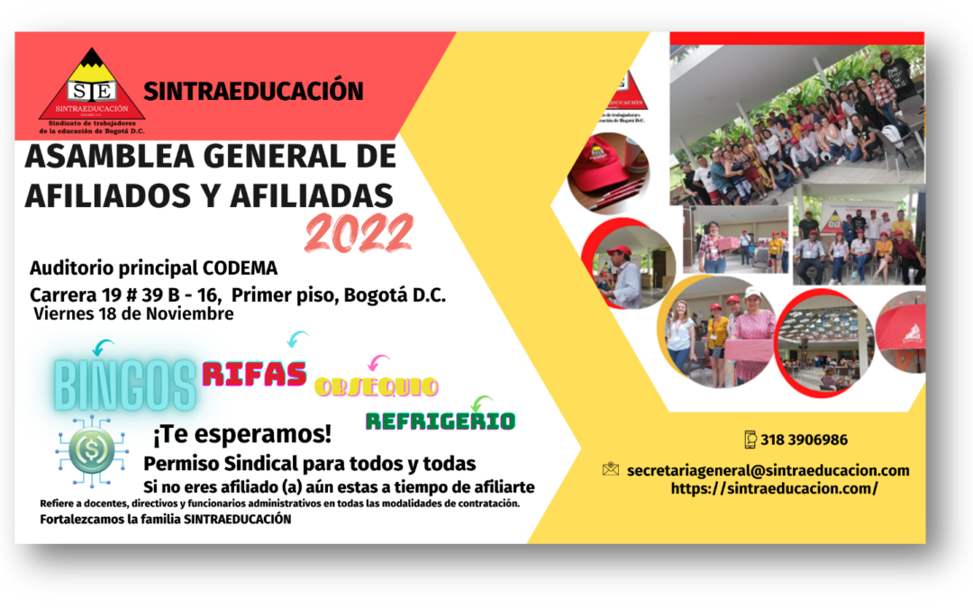 INVITACIÓN ASAMBLEA ANUAL DE CIERRE 18 DE NOVIEMBRE DE 2022