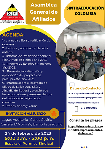 PRIMERA ASAMBLEA DE AFILIADOS (AS) FEBRERO 24 DE 2023